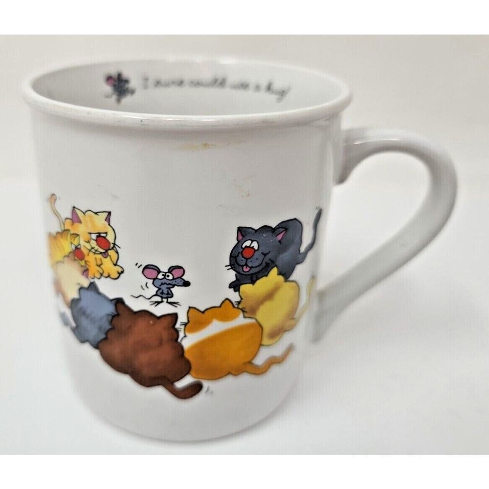 VTG Hallmark Rim Shots‎ I Sure Could Use A Hug Coffee Mug 1985 Japan Cat Mice W2